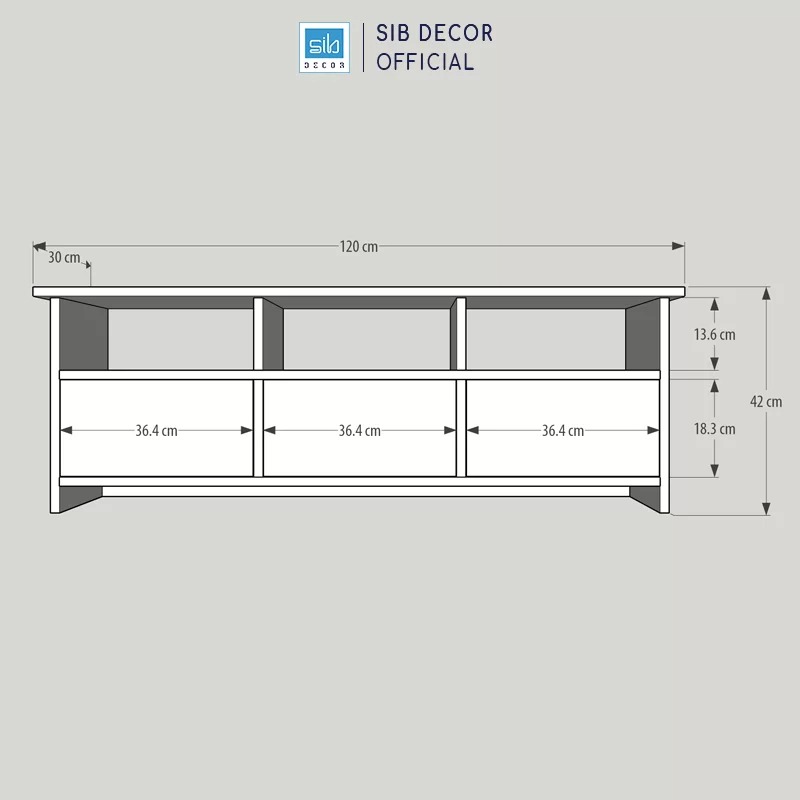 Kệ Tivi Màu Trắng 3 Cánh Sole Thương Hiệu SIB Decor