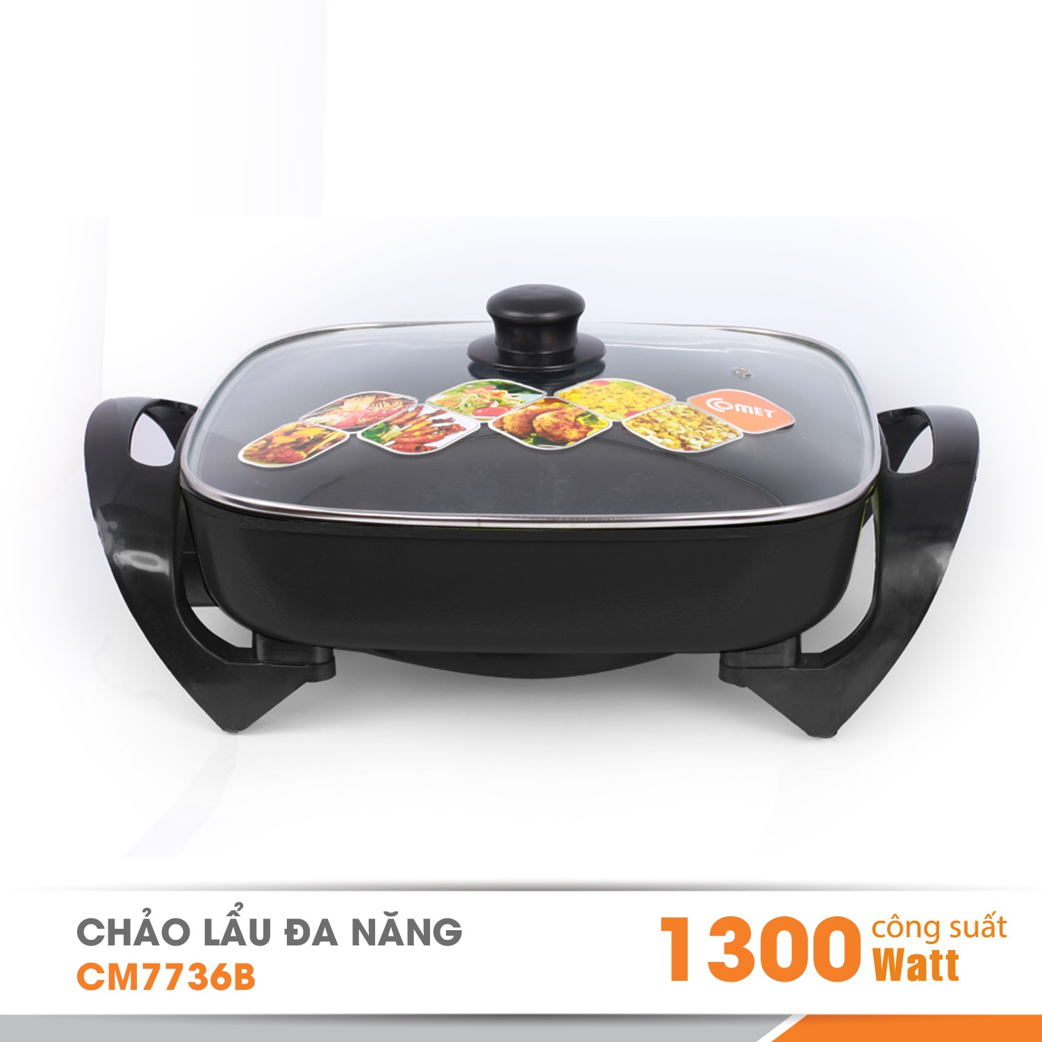 Nồi Lẩu Điện Đa Năng Comet CM7736 (1400W) - Đen - Hàng Chính Hãng