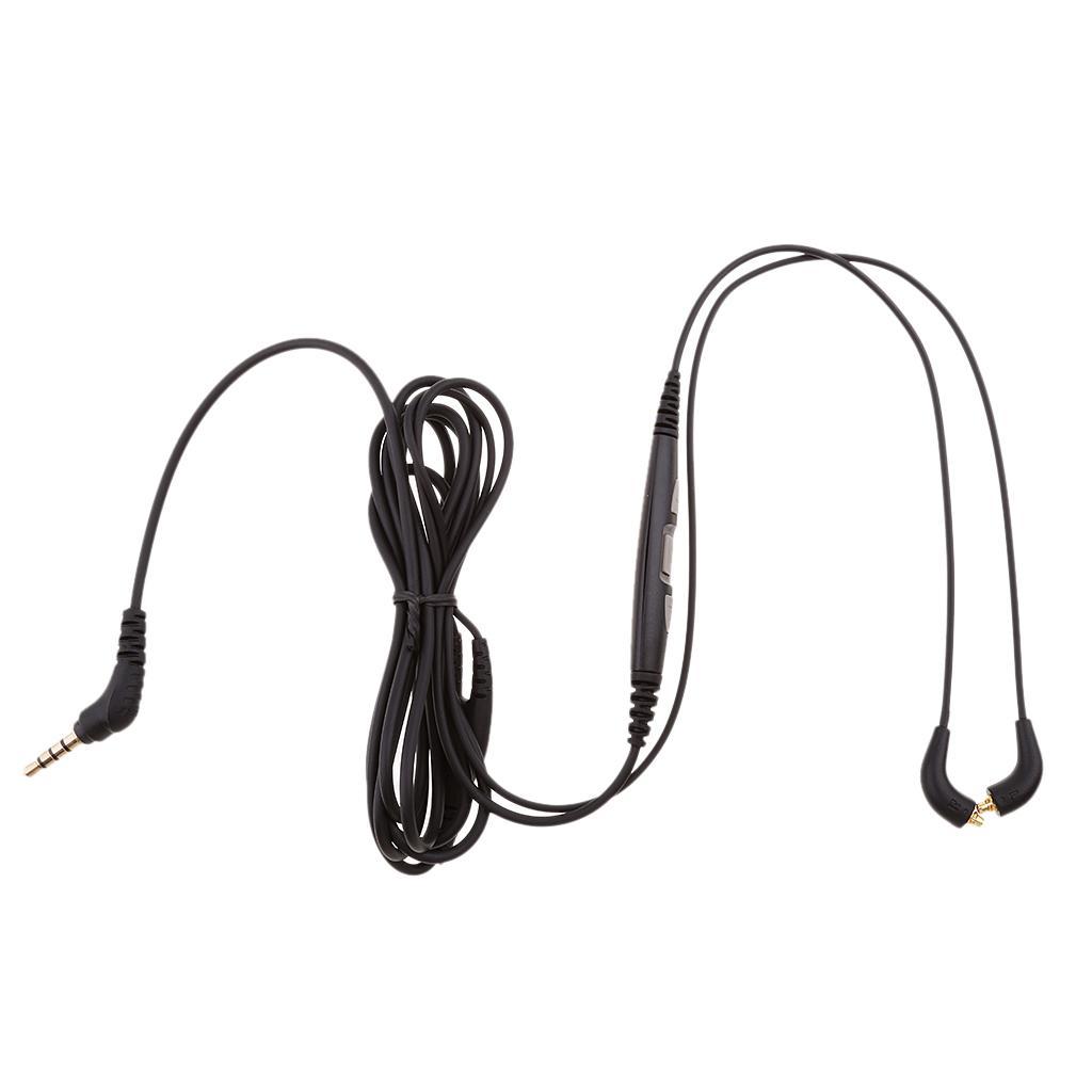 3.5mm Jack Audio Detachable Cable with MIC Volume for Shure SE215 SE425 SE535 Headphone Black