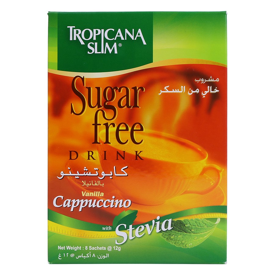 Combo Tropicana Slim: Mật Ong Ăn Kiêng Sugar Free (350ml) + Cà Phê Ăn Kiêng Cappuccino Với Chiết Xuất Cỏ Ngọt (8 Gói x 12g)