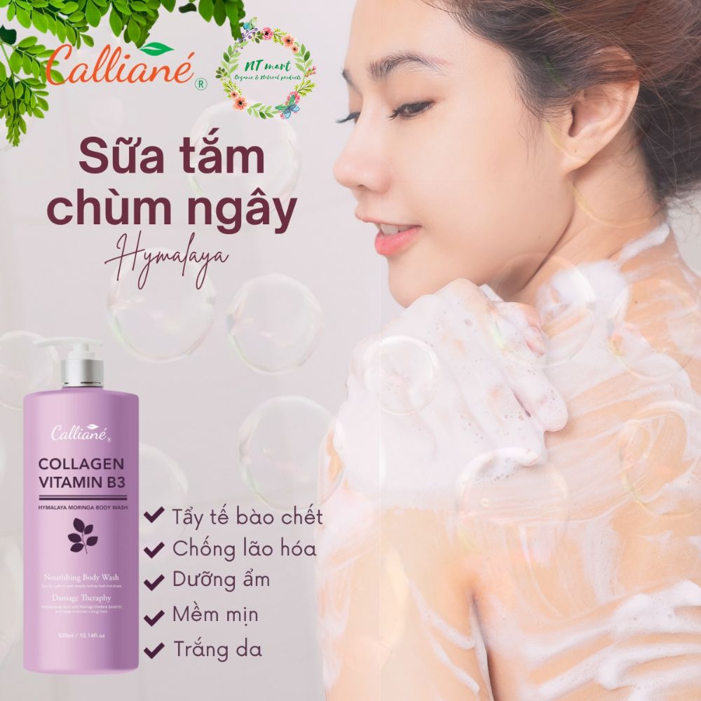 Sữa Tắm Trắng Da, Tẩy Da Chết Calliané Himalaya Moringa (500ml)