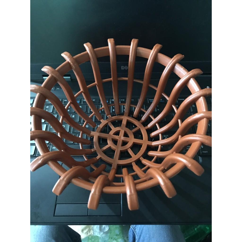 Combo 05 chậu giả gỗ hỏi 23cm cam và 5 túi lưới