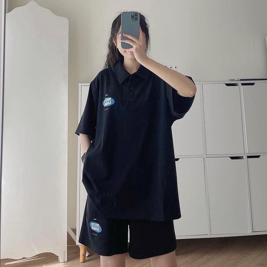 Bộ đùi nữ mùa hè in YOUNG LOSER dáng rộng Bigsize Set áo thun mix quần short thời trang ulzzang