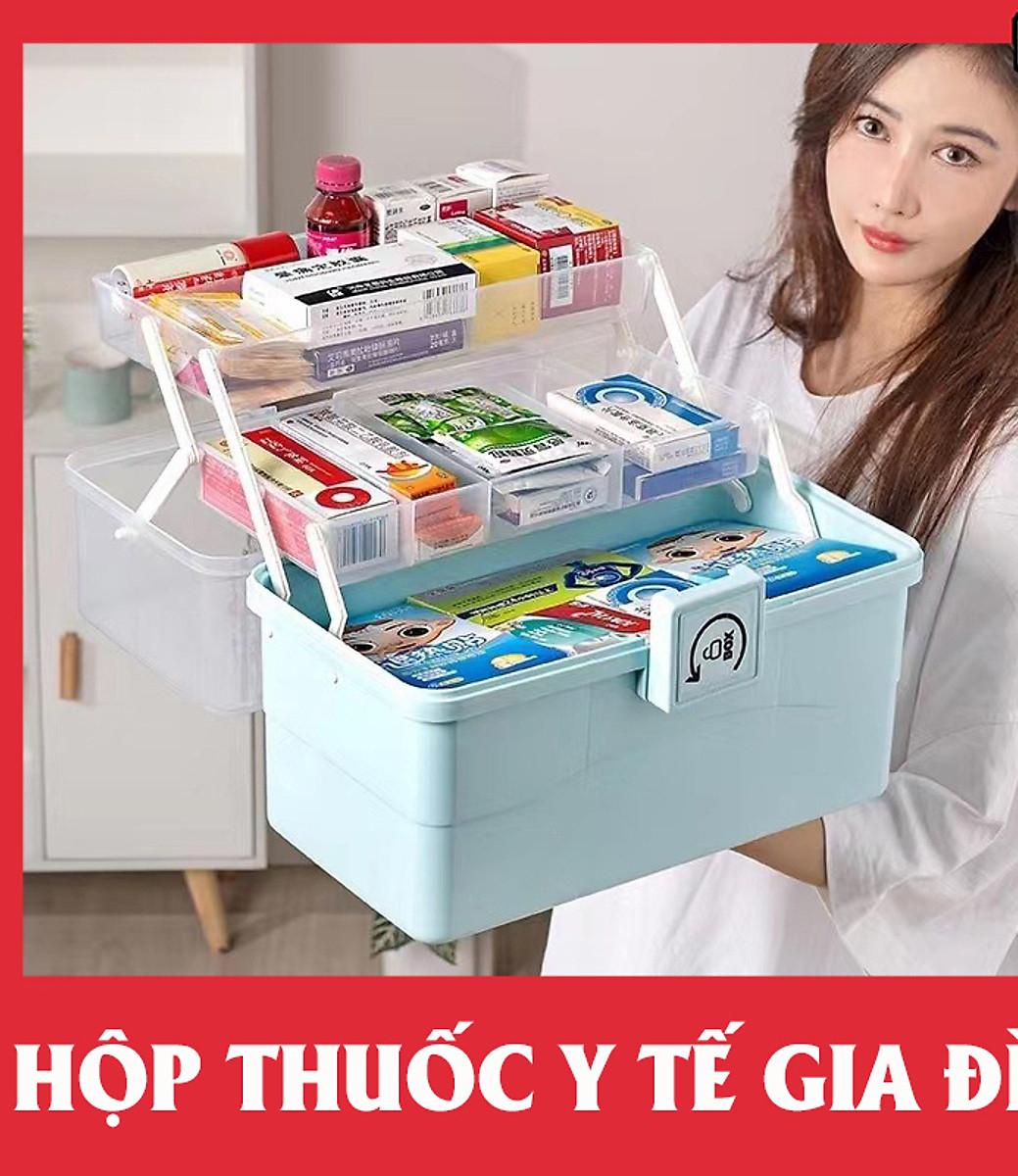 Hộp Thuốc Y Tế Gia Đình Hộp Thuốc 3 Tầng Mở 180 Độ Có Quai Xách Tiện Lợi Giao Màu Ngẫu Nhiên