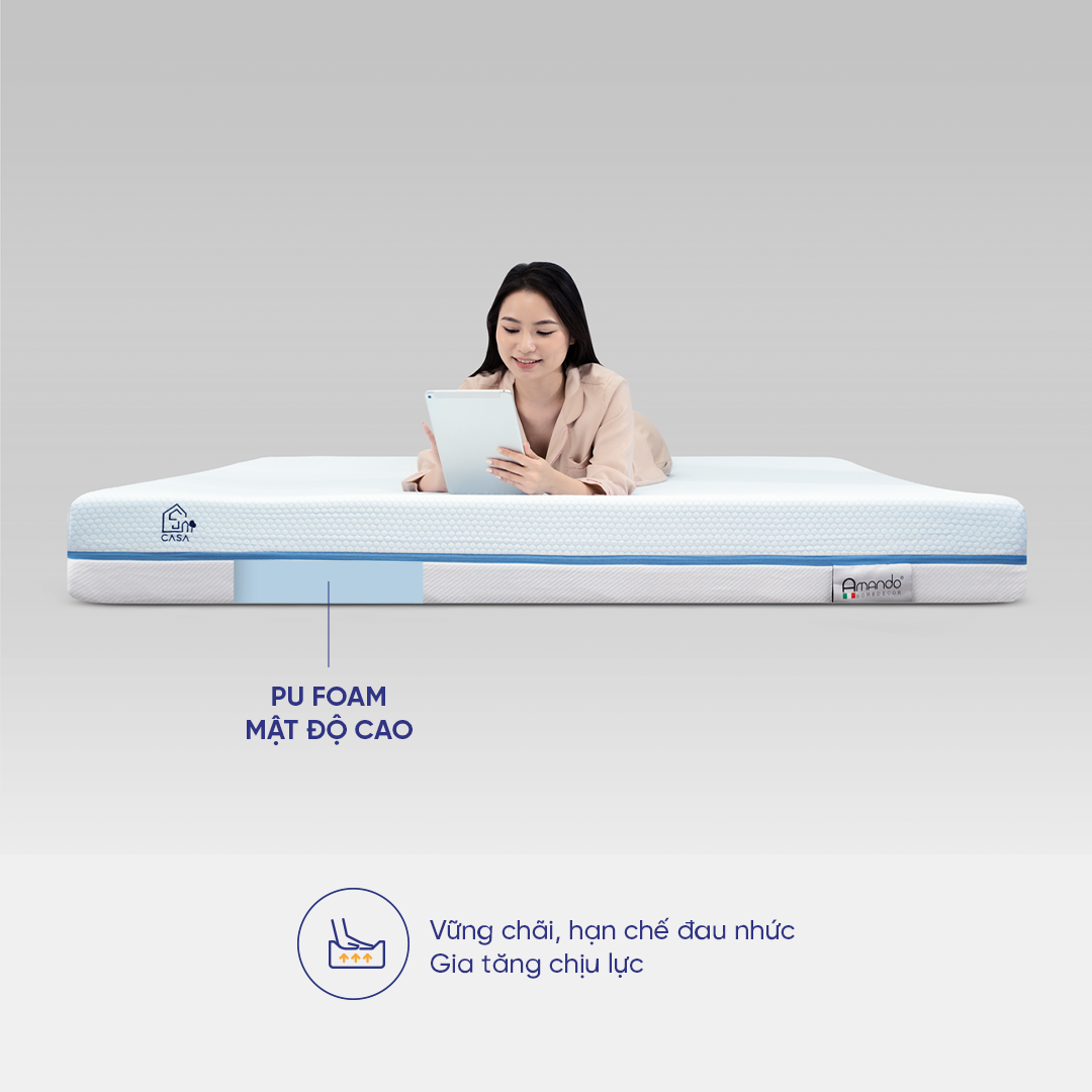 Nệm Foam cuộn hút chân không cao cấp Amando Casa - Cool gel memory foam - Êm ái, thoáng mát, điều hoà thân nhiệt