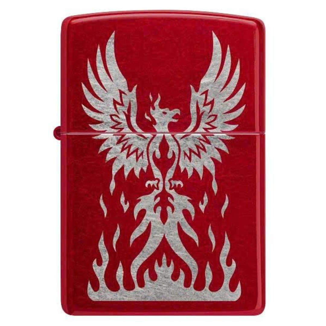 Bật lửa Zippo Phoenix Design - Hình Chim Phượng Hoàng Khắc Trên Nền Đỏ Táo Chính Hãng Mỹ, Chống Gió Cao Cấp