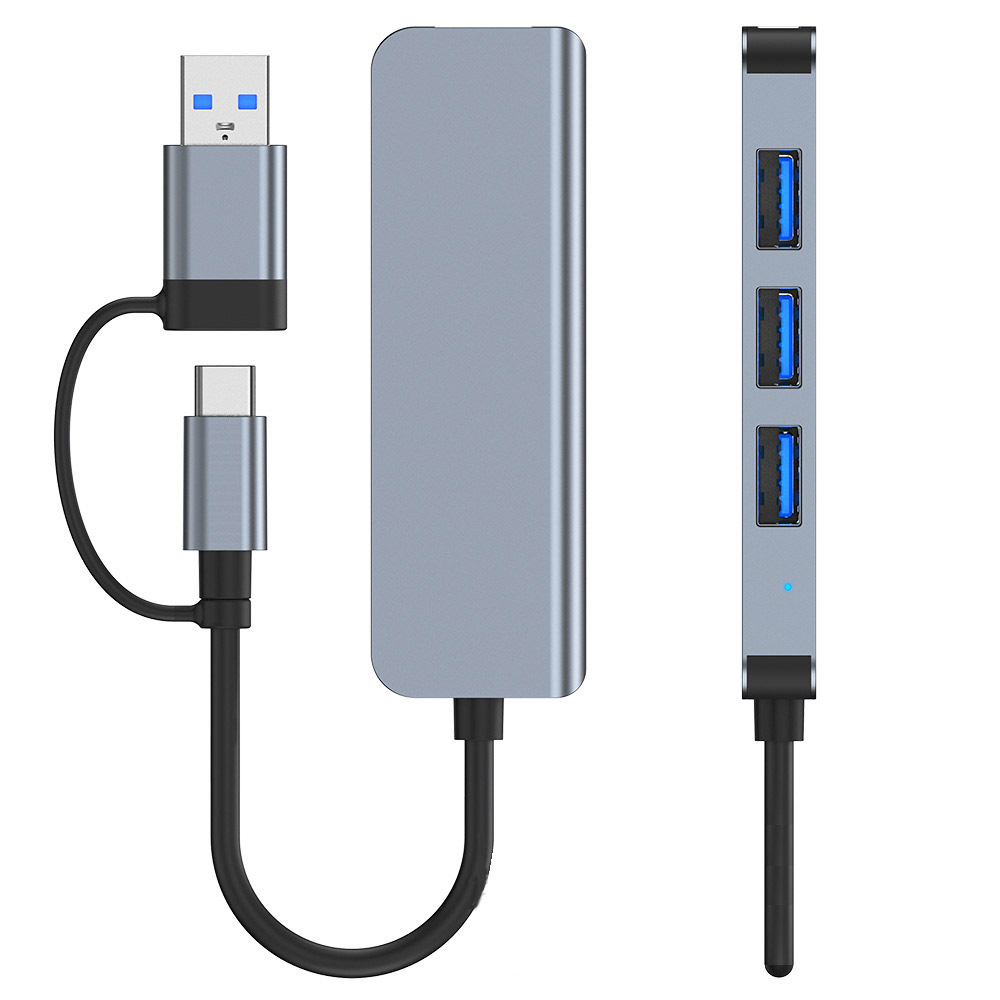 Hub Chuyển Đổi 2 Đầu Hub USB USB 3.0 Và Hub Type C Kết Hợp, Tích Hợp 2 Đầu TypeC Và USB 3.0 To 4 Cổng USB 3.0 Tốc Độ Cao, Kết Nối Đa Năng Cho Macbook, Laptop, Máy Tính, Bàn Phím, Chuột, Máy In, Điện Thoại – Hàng Chính Hãng