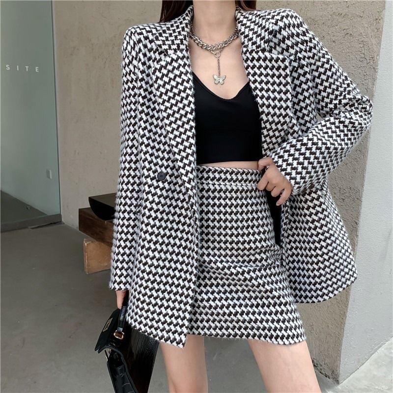 Set Đồ Áo Khoác Dạ Blazer +Chân Váy Nữ Phong Cách Hàn Quốc Mẫu Mới Mã RB01