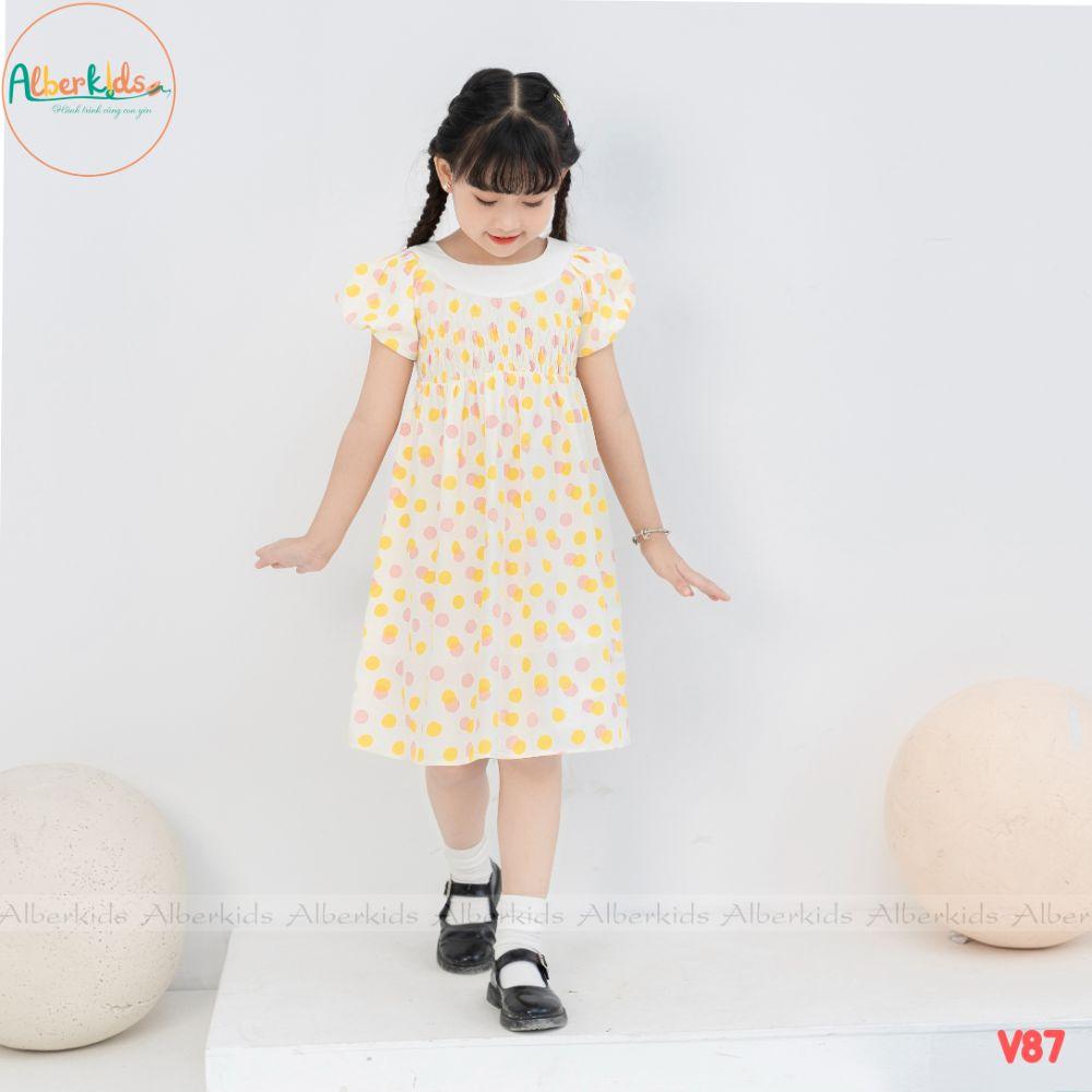 Váy cho bé gái ALBER KIDS hoạ tiết chấm bi xinh đẹp Vanila Dress cho trẻ em 2,3,4,5,6,7,8,9,10,11,12 tuổi