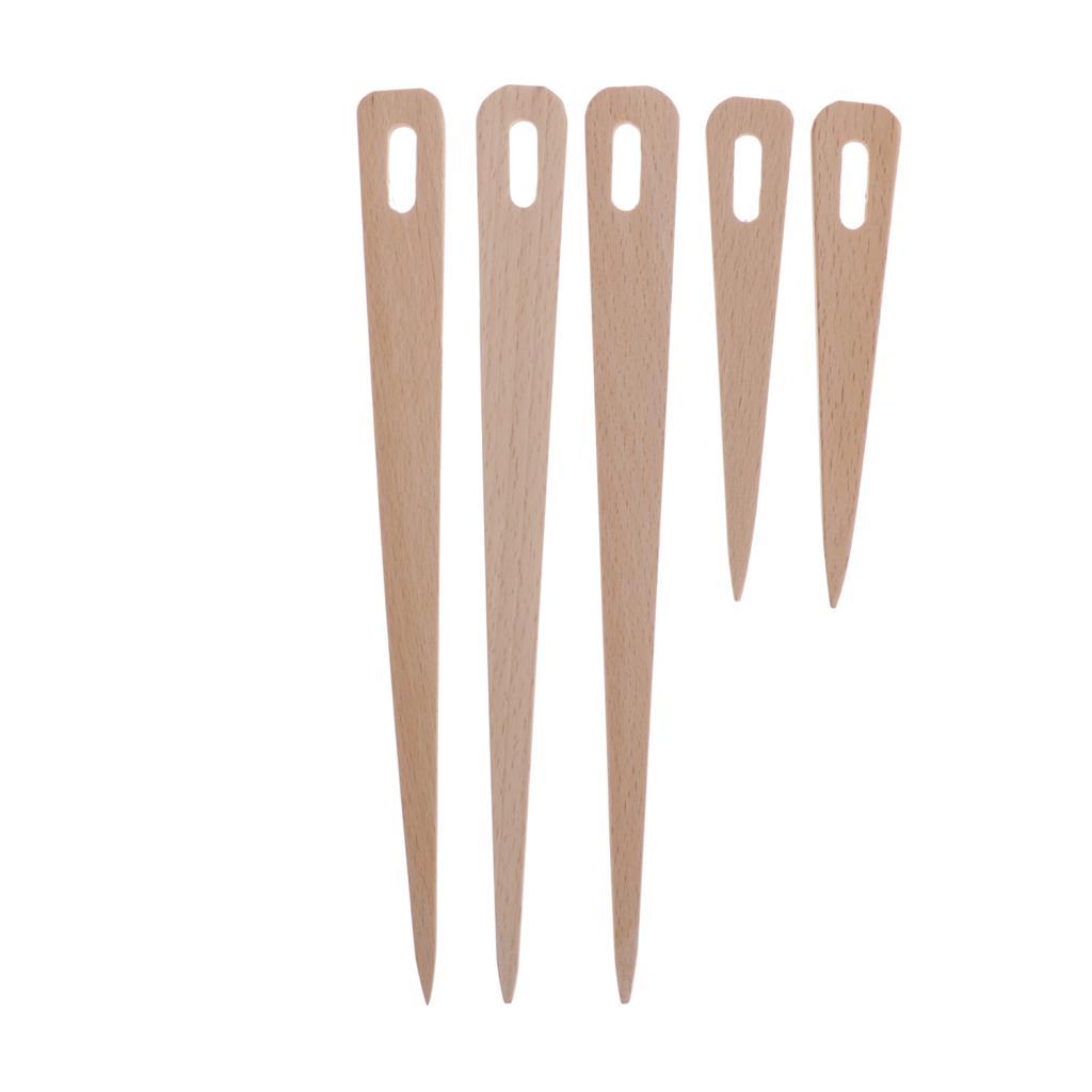 5x Wood Hand Loom Stick Wooden Shuttle Tapestry Weaving Knit Handcrafts Tool