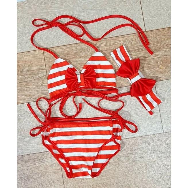 bikini 2 mảnh cho bé, đồ bơi bé gái, kèm băng đô ảnh thật