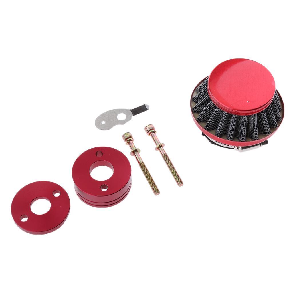 Red Aluminum Adapter With Air Filter for 2-stroke 47cc & 49cc Pocket Bike