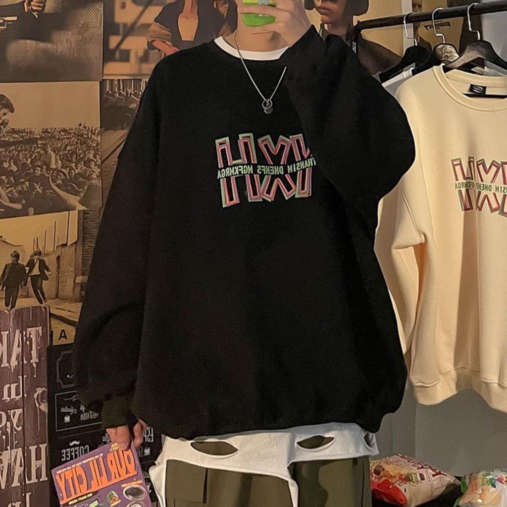 Áo dài tay trơn NỈ BÔNG Unisex MonsterX YHX Sweater Ulzzang cặp đôi nam nữ form rộng oversize Hàn Quốc