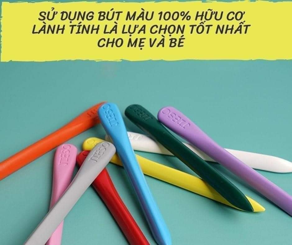 BỘ 24 CÂY BÚT MÀU HƯU CƠ CHỐNG GÃY, CHỐNG BÁM MÀU BẨN CHO BÉ