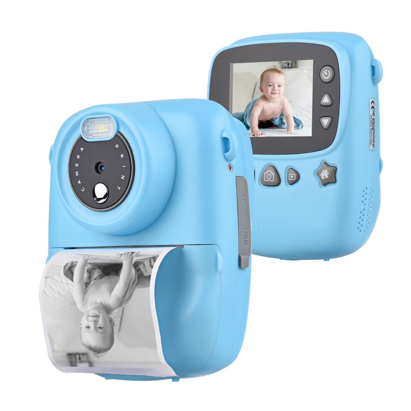 Portable Kids Instant Print Camera Digital Video Camera 1080P 18MP 2.3Inch Screen with Photo Frames Sticker Hanging Rope