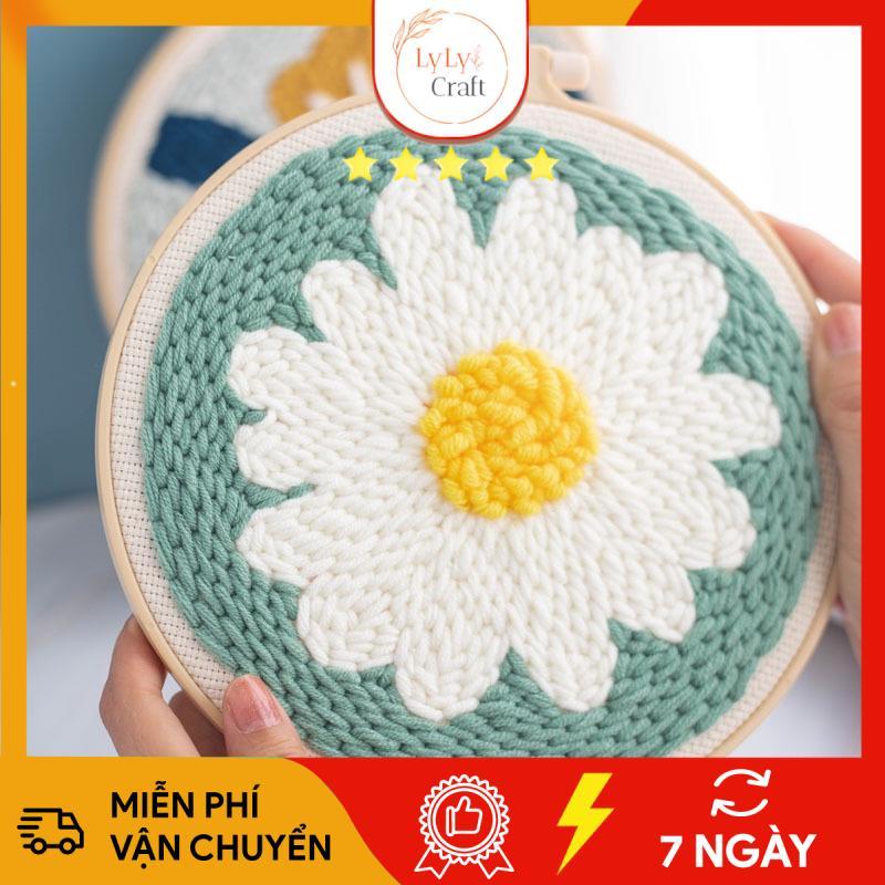 Bộ Thêu Len Xù Punch Needle, Bộ Tranh Thêu Len Nổi Diy Nhiều Mẫu Dùng Để Trang Trí