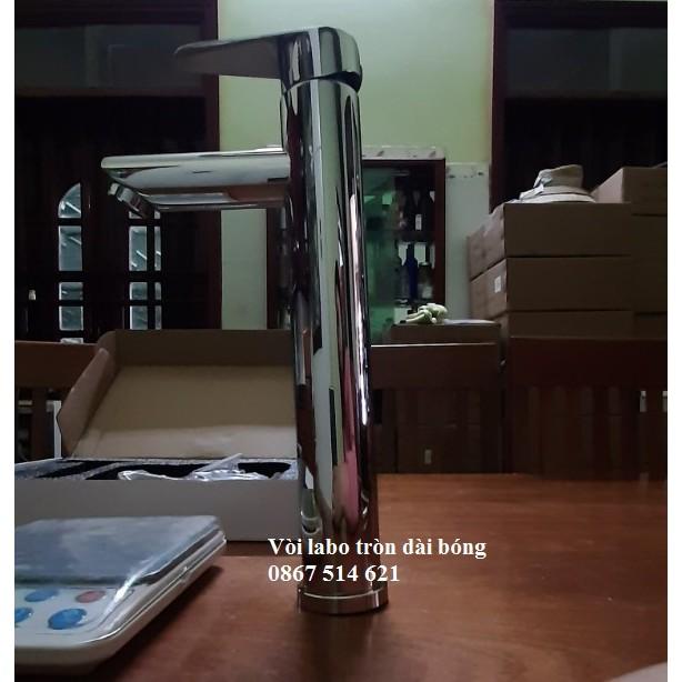 Vòi labo tròn cổ cao, vòi rửa mặt nóng lạnh inox