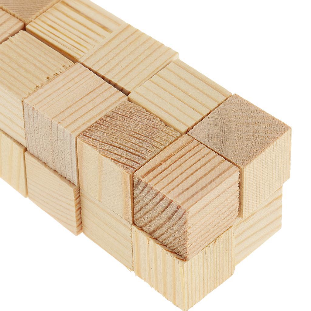 3-10pack Wood Cube Blocks Puzzle Unfinished Wooden Pieces for Crafts 15mm 20