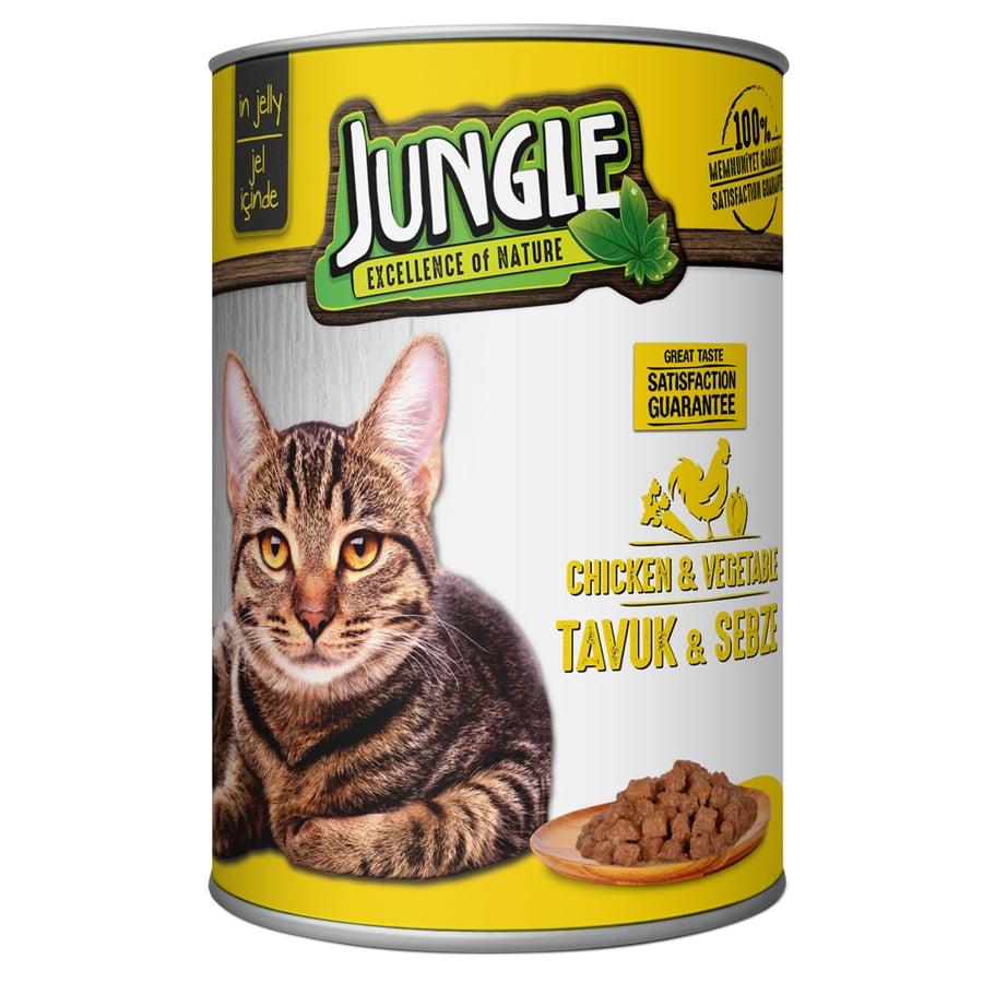 Pate Vị Gà và Rau Củ Cho Mèo Trưởng Thành Jungle Adult Cat Chicken &amp; Vegetable In Jelly 415g - Xuất Xứ Ý