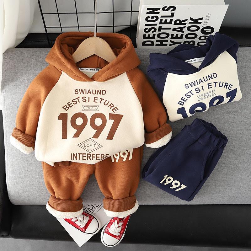 Bộ Nỉ Bông 1977 Cao Cấp Dày Dặn Cho Bé Trai, Bé Gái, Bộ Thu Đông Cho Bé Từ 7-25kg