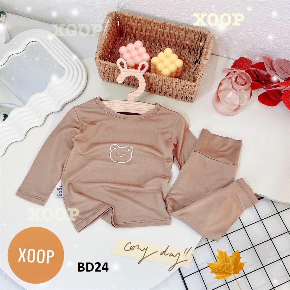 Bộ dài tay chất thun lạnh- Bộ dài tay  cạp cao in họa tiết gấu cho bé  BD24