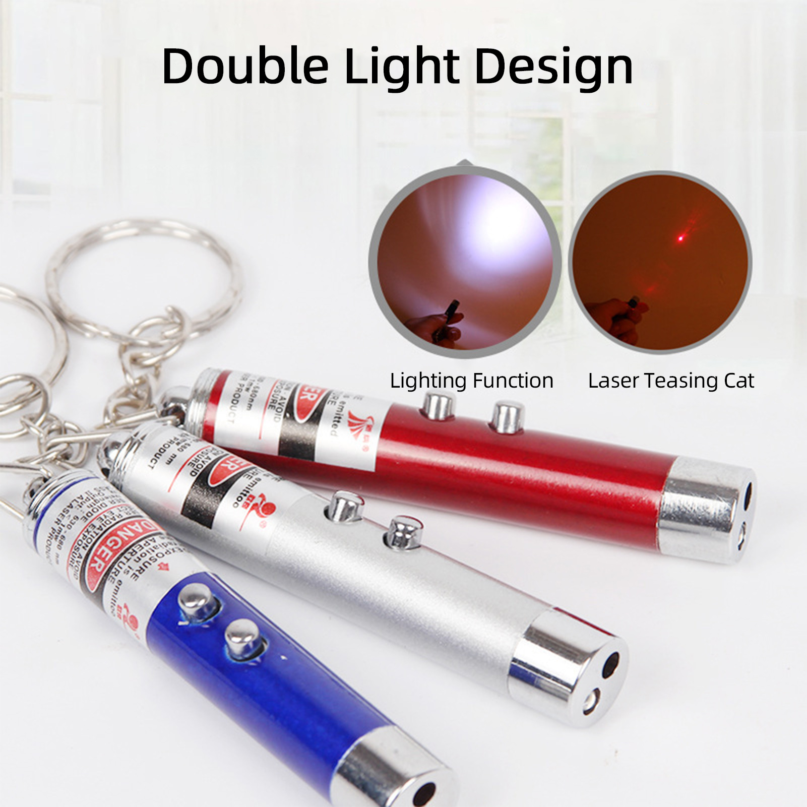 Móc Khóa Đèn Pin Lazer Mini 3 Trong 1 Đa năng, Tiện Lợi