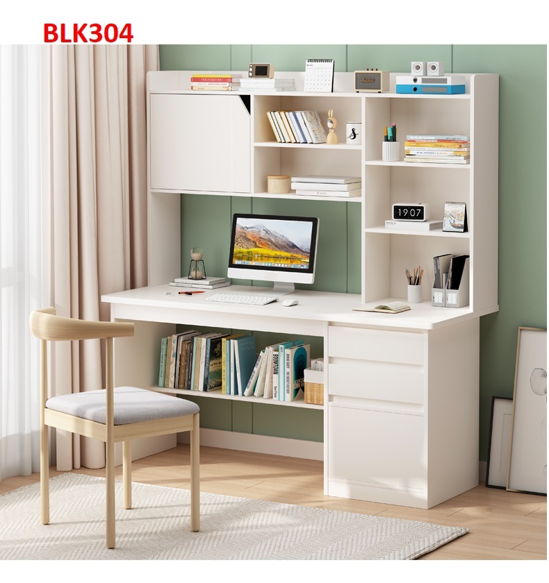 Bàn làm việc, bàn học liền kệ  bằng gỗ  BLK304