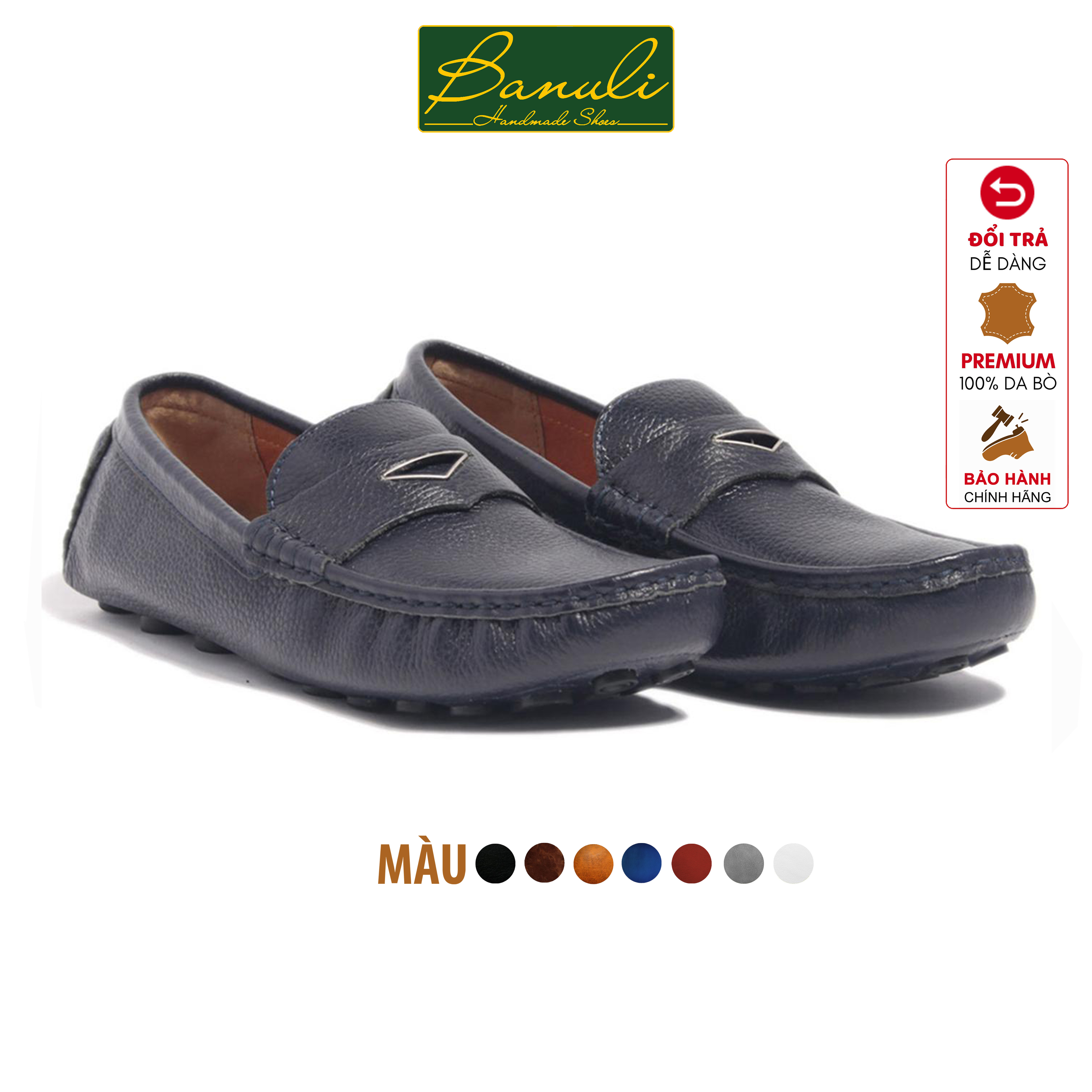 Giày Lười Nam Banuli Nappa Cow Leather Shoes - Moccasin Loafers K1ML1 (Da Bò Nappa Mềm Dẻo, Đế Siêu Nhẹ, Chống Trượt, Bảo Hành Trọn Đời)