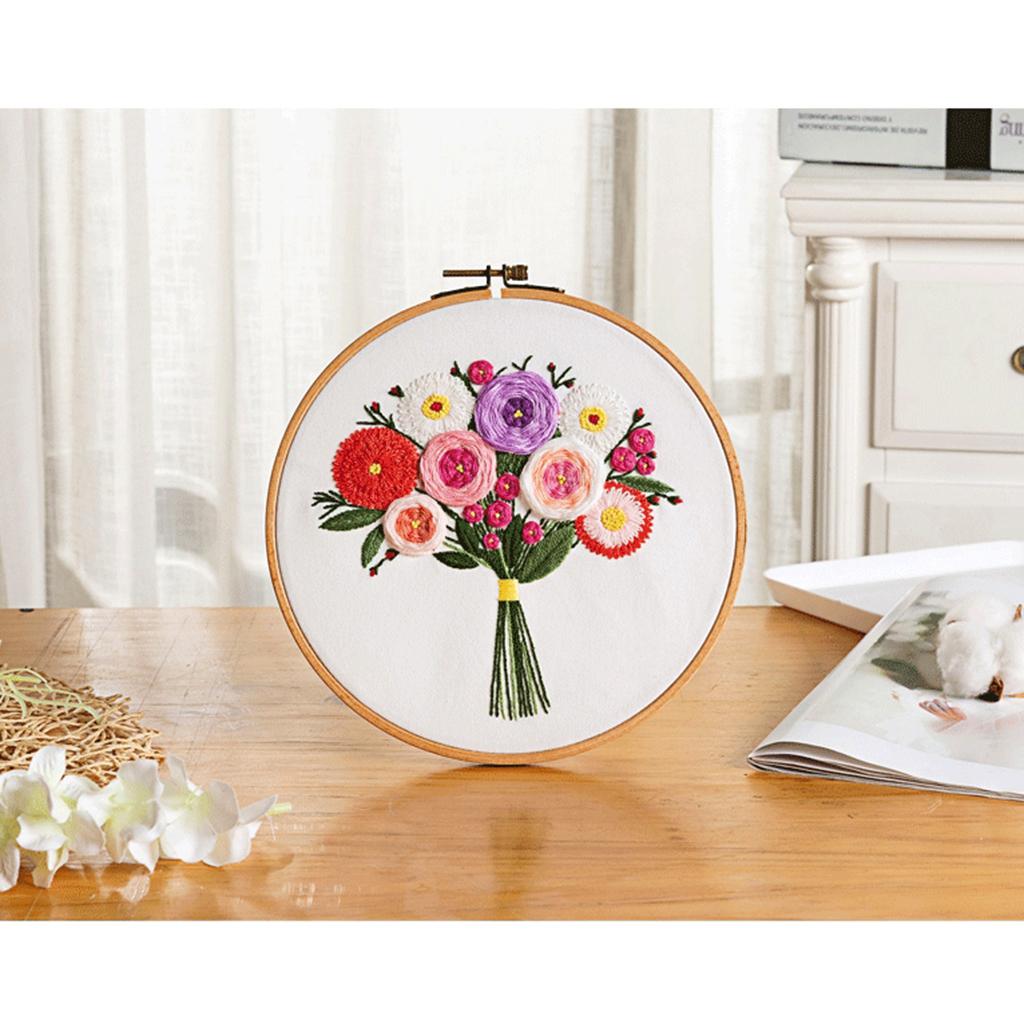 Printed Cross Stitch Kit Embroidery Kits Flower Pattern Crafts Multicolor 1