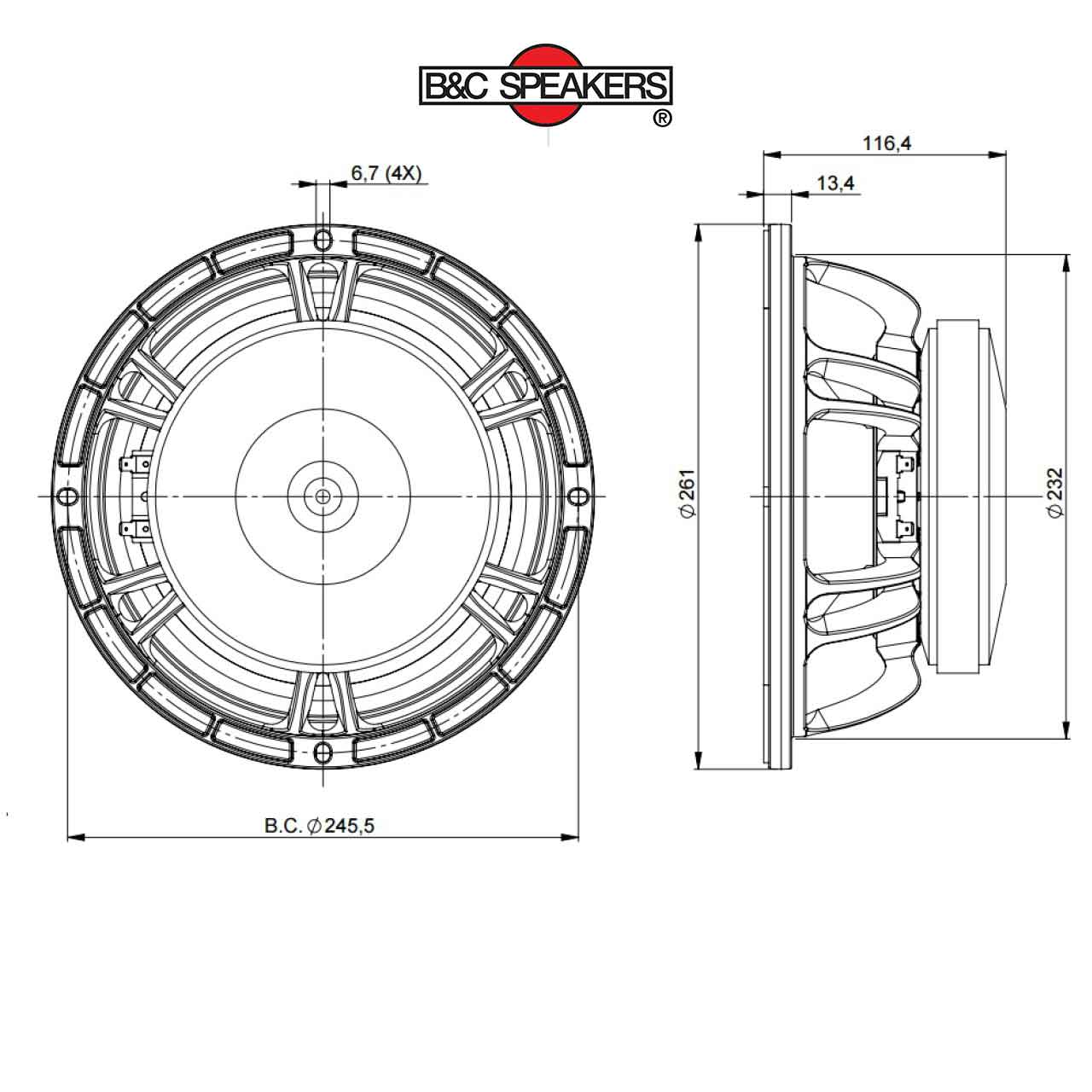 LOA RỜI 2 TẤC RƯỠI B&amp;C SPEAKER 10FW64 - HÀNG CHÍNH HÃNG