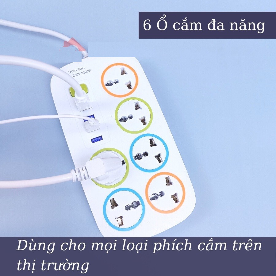 Ổ cắm điện đa năng, ổ điện chống giật J-06U - ổ cắm điện thông minh - ổ cắm điện có cổng usb