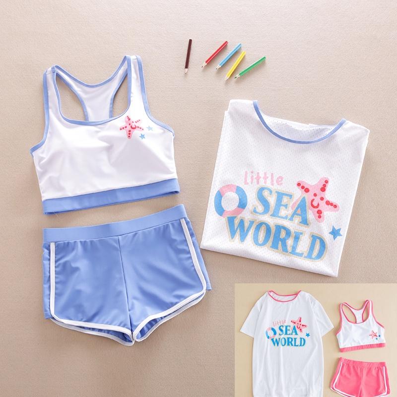 Set Đồ bơi bé gái 3 chi tiết, bộ bơi cho trẻ em từ 2 đến 12 tuổi, size đại 46kg bikini SEA