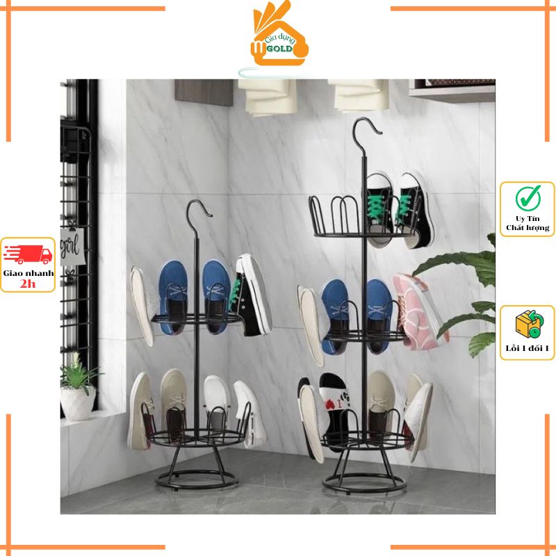 Kệ Phơi Giày Dép 3 Tầng Xoay 360 Độ