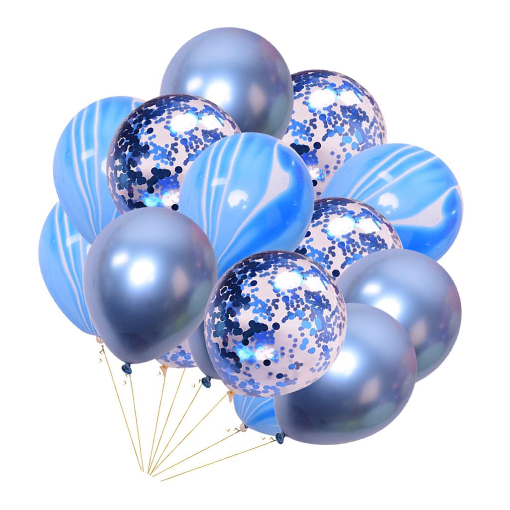 15x Latex Confetti Foil Balloons Wedding Birthday Hen Party Supplies Blue