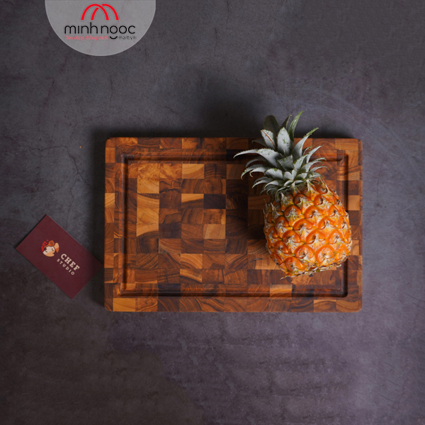 Thớt gỗ Teak Chef Studio hình chữ nhật 20x30x2,5cm - MSP 10227. Dùng cắt, thái, khay trưng bày thực phẩm.