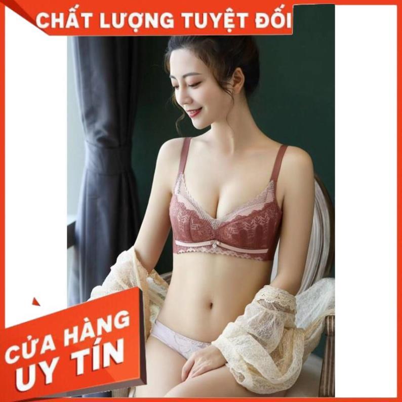 Bộ Đồ Lót Nữ Đệm Dày Thông Hơi Không Gọng Phối Ren Cao Cấp 655