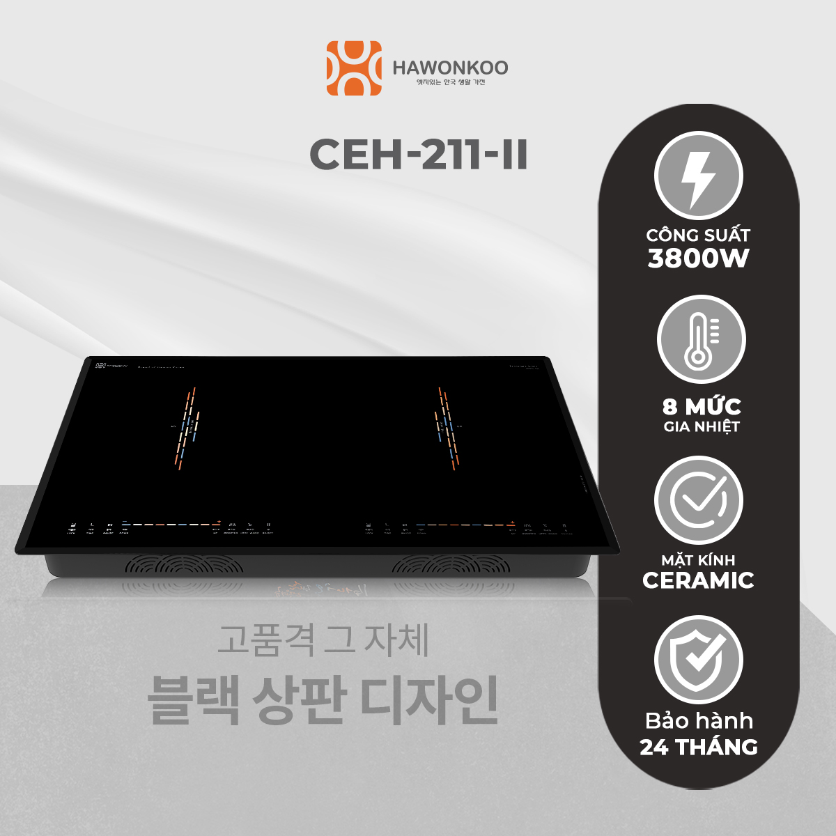 Bếp Điện Từ Đôi HAWONKOO CEH-211-II Inverter 4000W Hàng Chính Hãng Bảo Hành 2 Năm - Thương Hiệu Hàn Quốc