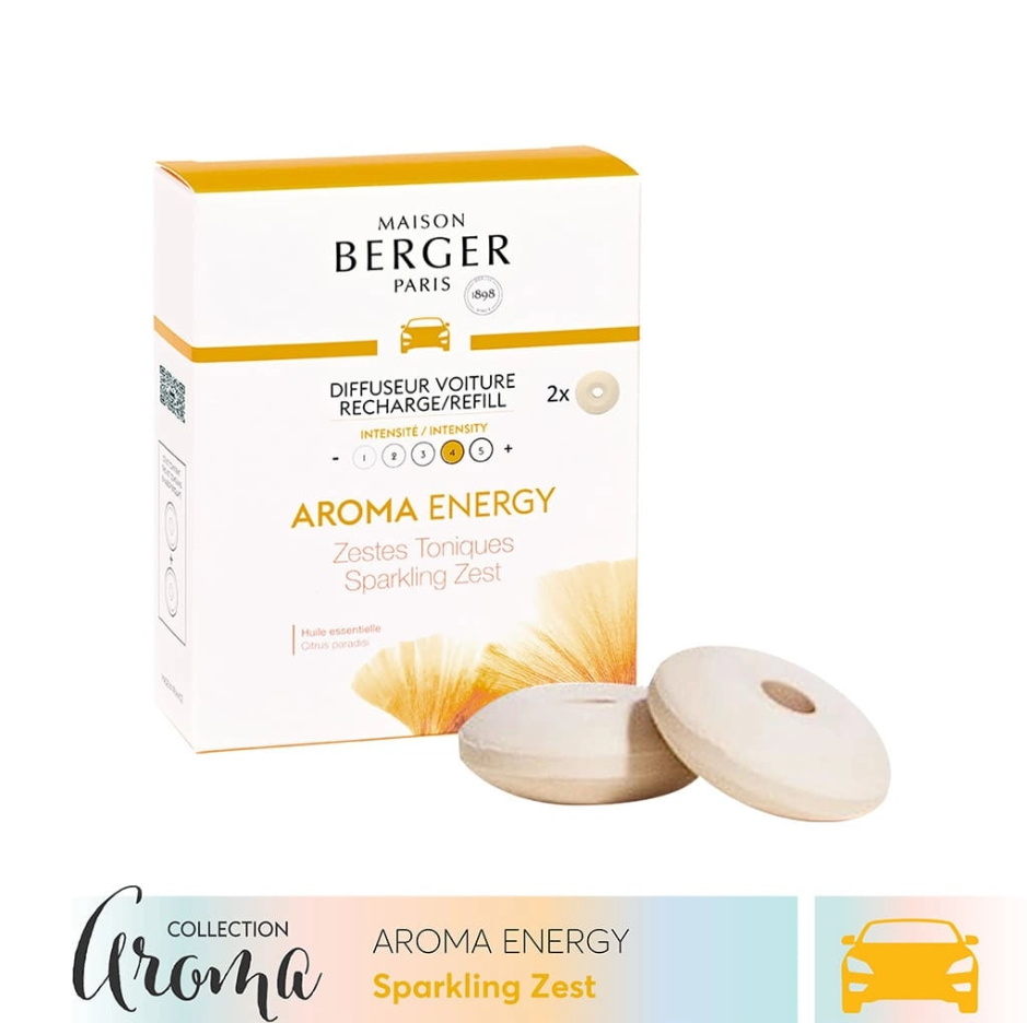 Maison Berger - Bộ tinh dầu xe hơi hương Aroma Energy - 2 cái