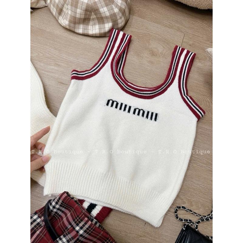 Set 3ct viền đỏ M.iuu: áo len 2s + cardigan + chân váy ly kẻ Tro QC BY JOLIE