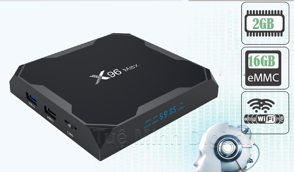 Android TV Box X96MAX-DDR4-2GB, Amlogic S905X2, Android 8.1, Bộ Nhớ 16GB, 4K TV Box USB3.0 WiFi, Gigabit LAN - Hàng Nhập Khẩu