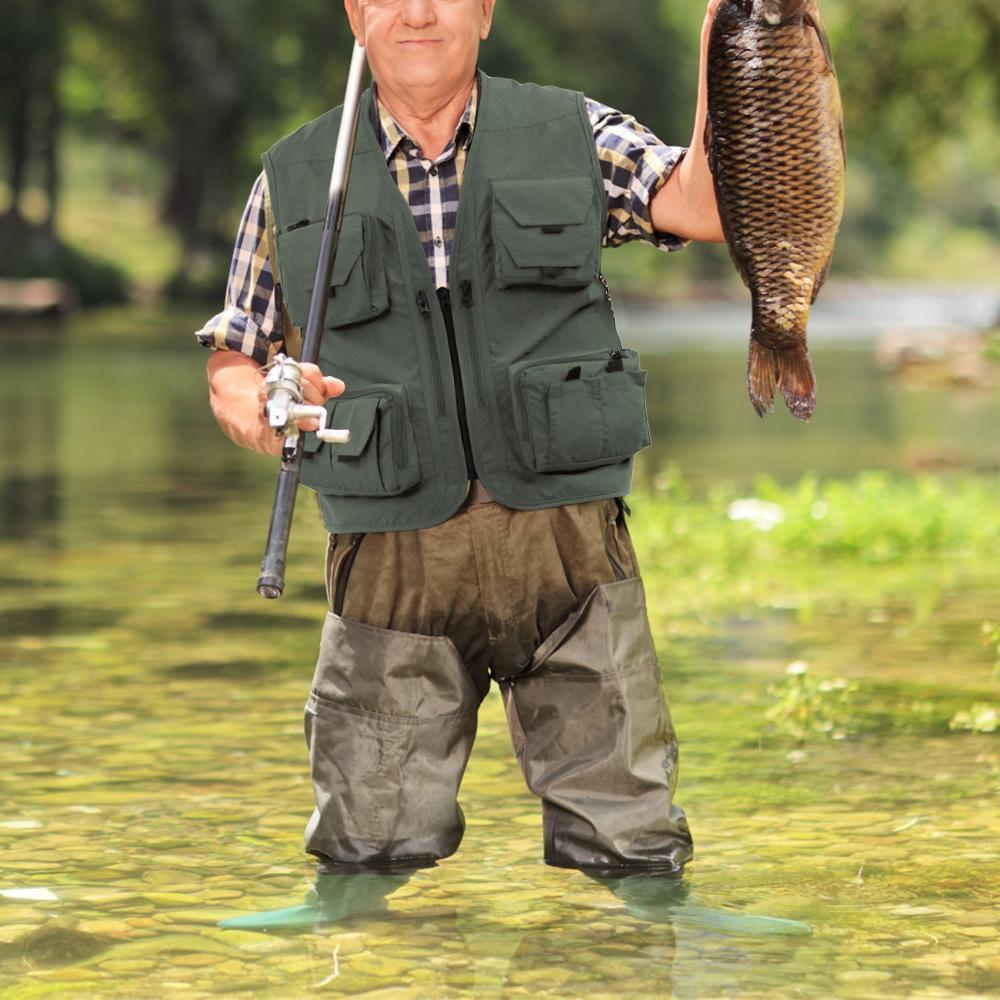B16 Men Fishing Jacket with Detachable Back Quick Drying Multi-Pocket Work Vest Outdoor Travel Photo Cargo Vest Jacket