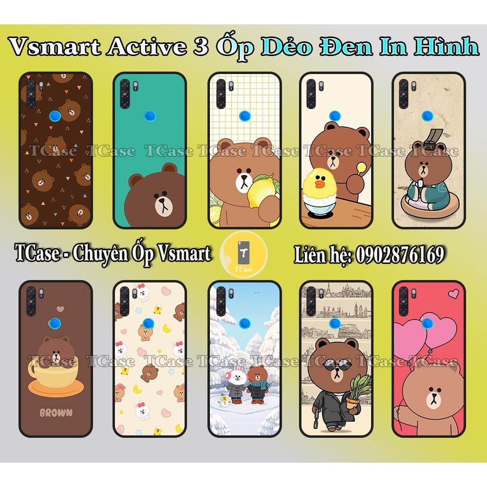 Ốp lưng Vsmart Live / Active 3 / Joy 3 / Star 3 / Bee 3 - Ốp dẻo đen in hình Gấu nâu Cute