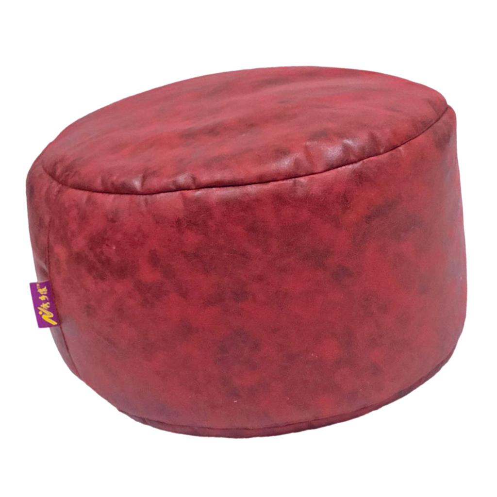 Brown Round Ottoman Pouf Cover Footstool Slipcover