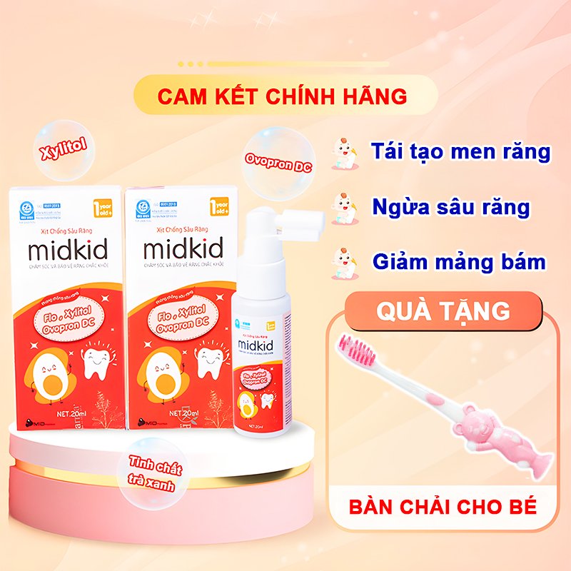 Xịt chống sâu răng cho bé 20ml Baby-S, Xịt chống sâu răng Midkid hương táo đỏ an toàn cho bé – SI021