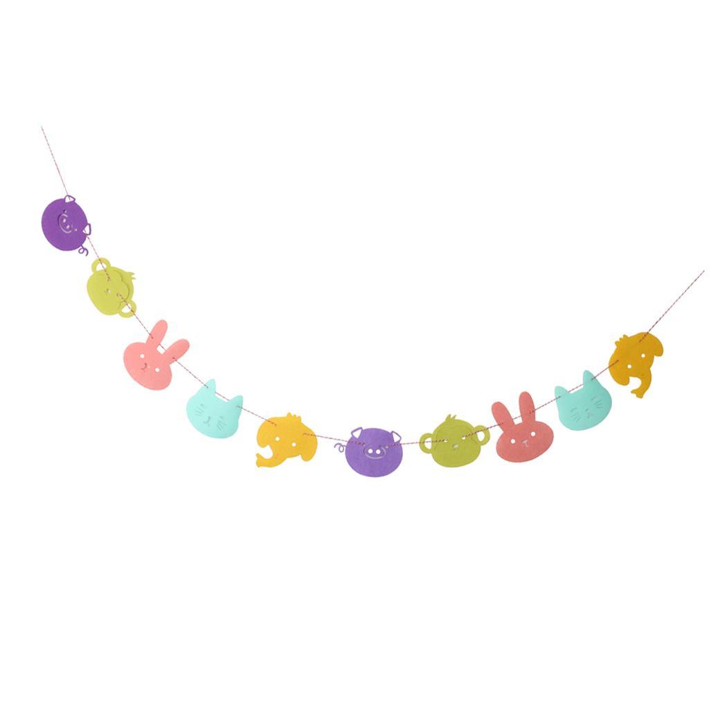 Cute Animal Bunting Banner Birthday Christening Party Hanging Decoration