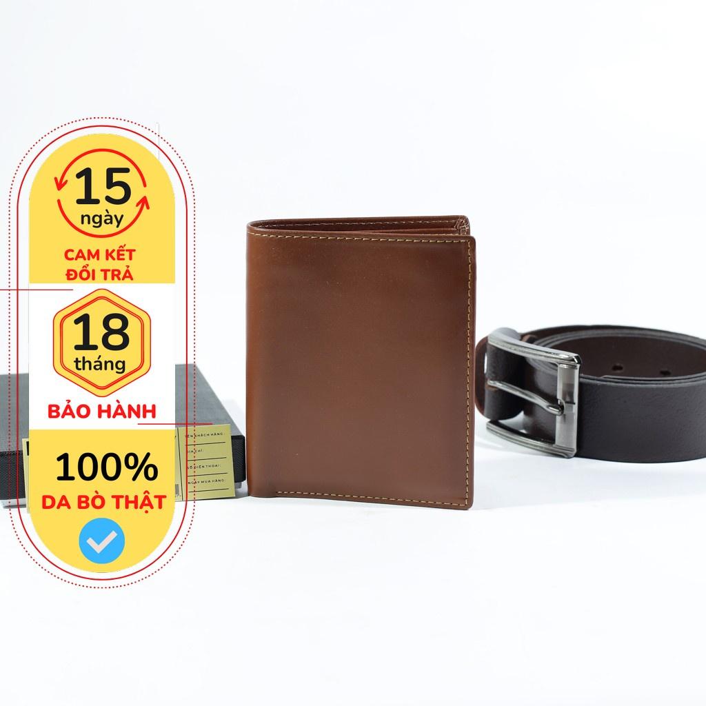 Ví da bò nam dáng đứng cao cấp MANZO VID-03 bảo hành 18 tháng