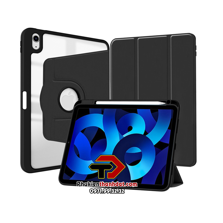 Bao da xoay 360 độ cho iPad Gen 10 2022 10.9 inch chống sốc, có ngăn đựng bút, nhiều kiểu dựng