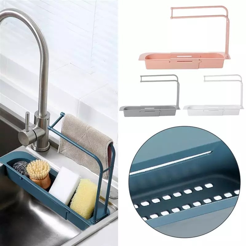 Kệ Nhựa Dài Gấp Gọn Điều Chỉnh Được Kích Thước Phù Hợp Với Bồn Rửa Chén Nhà Bạn , Có Giá Treo Khăn- Chính Hãng GROFA