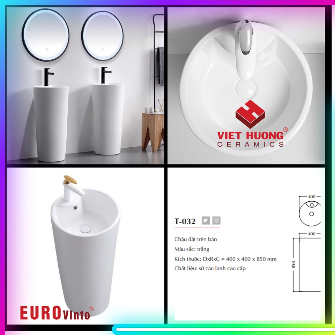 CHẬU RỬA MẶT LAVABO EUROVINTO CAO CẤP MÃ LT-032