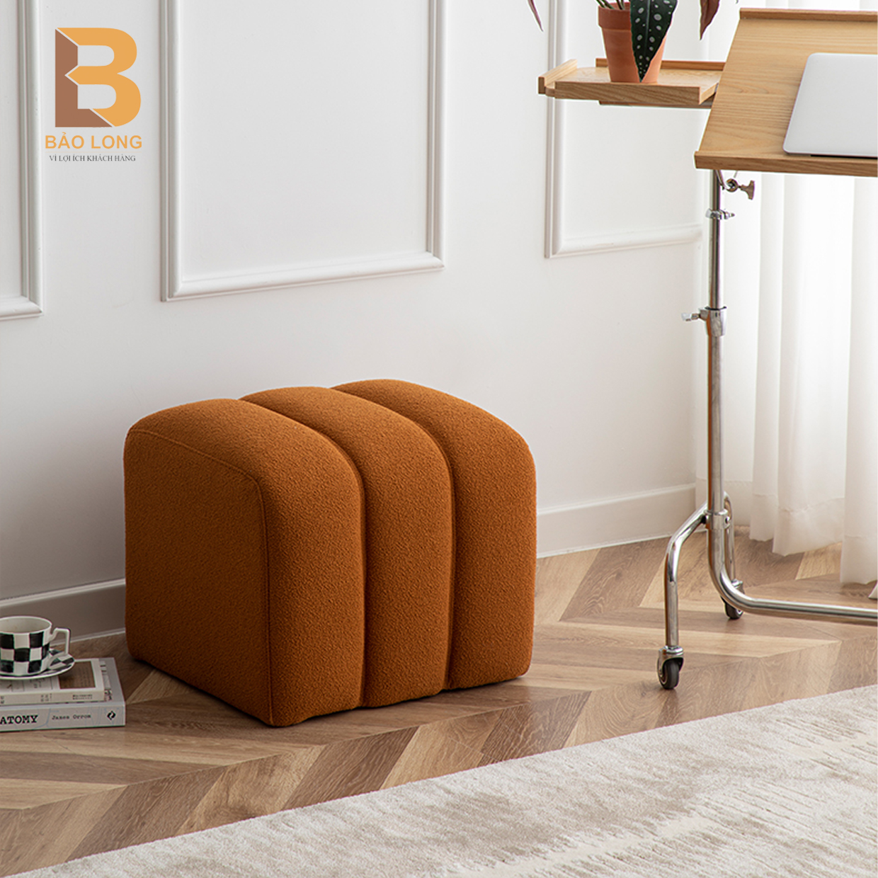 Ghế đôn sofa khung gỗ thông bọc nỉ bông hoặc da Bảo Long dùng làm ghế băng sofa phòng khách, ghế đôn trang điểm cực sang trọng
